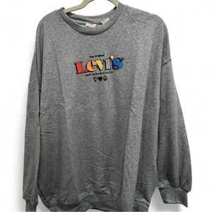 Levi's Multicolor Logo Gray Crewneck Sweater